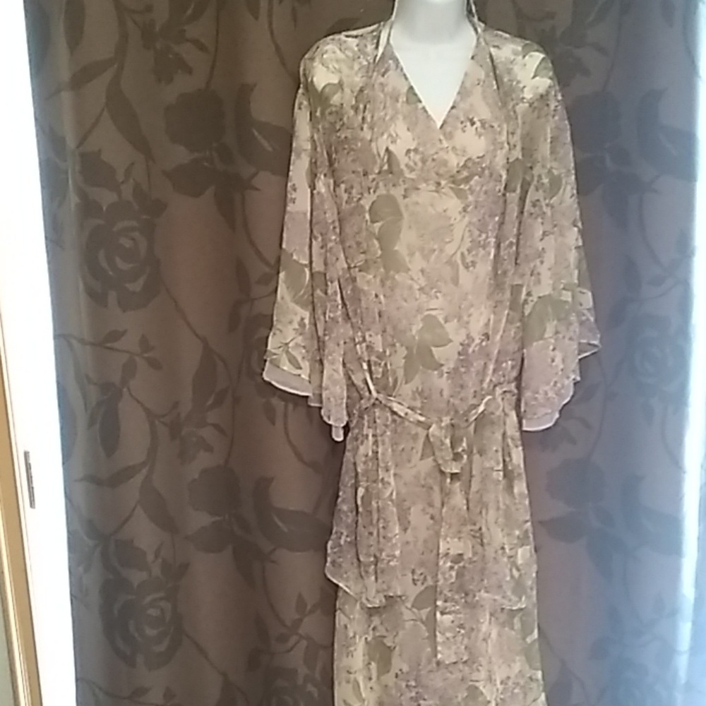Sheer nightgowns with matching kimono